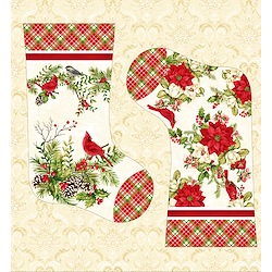 Cream - Holly Berry Stocking Panel 24in x 44in